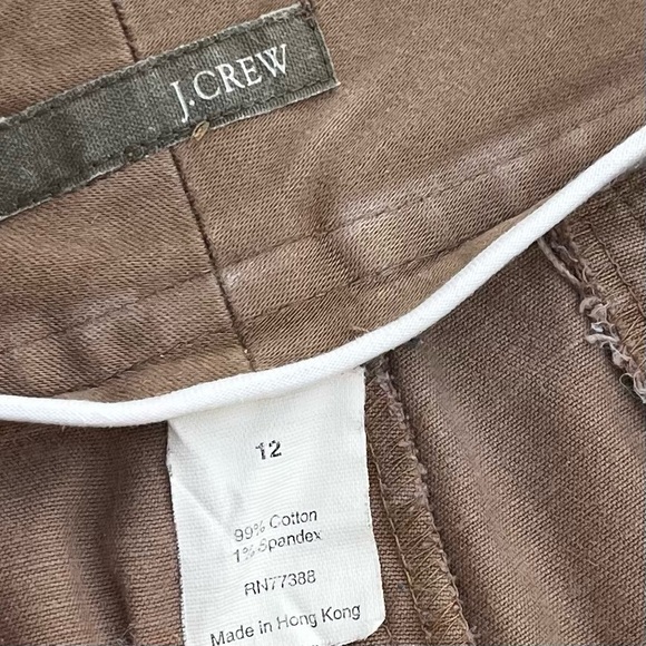 J. Crew City Fit Wide Leg Chinos Khaki Tan Size 12 Cuffed - Picture 10 of 12